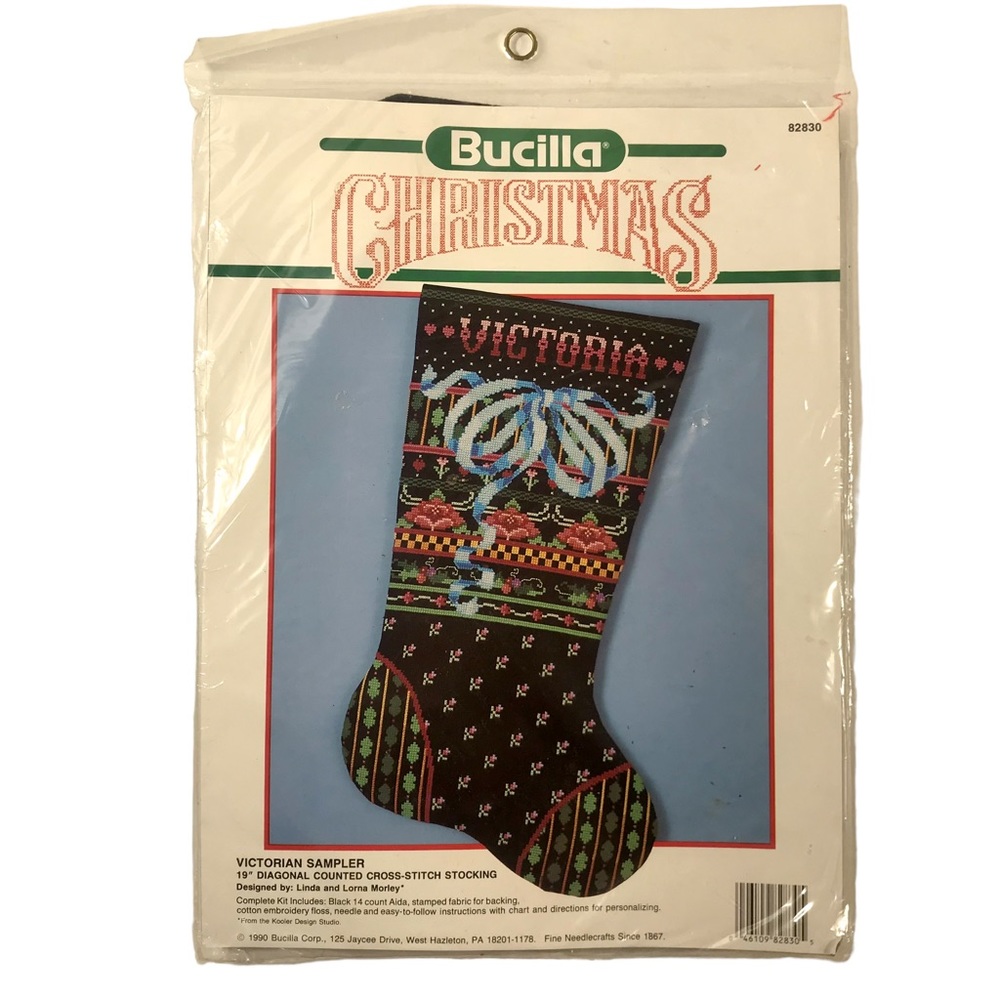 BUCILLA Vintage Christmas Victorian Sampler Counted Cross Stitch Stocking Kit